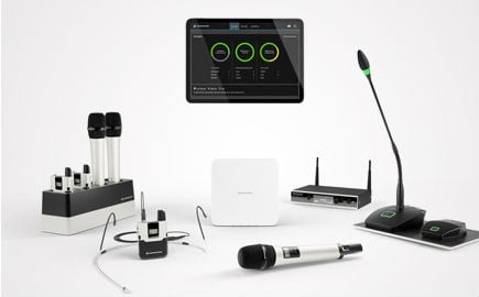 Group shot of the SpeechLine Digital Wireless microphone system